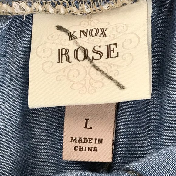 NEW Knox Rose Chambray Wide Leg Pants Women's Large Pull-On High Waist Pockets - Picture 2 of 9